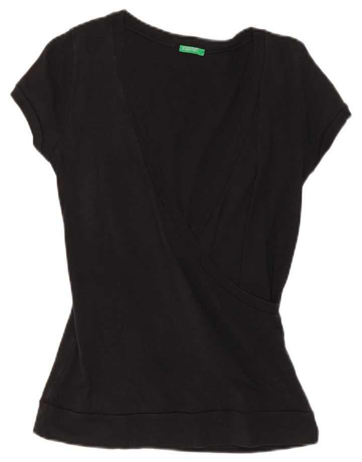 Benetton Chemisier Top UK 10 Small Noir Femme