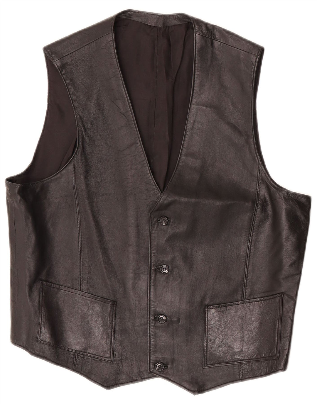 gilet en cuir femme vintage UK 12 Noir Moyen