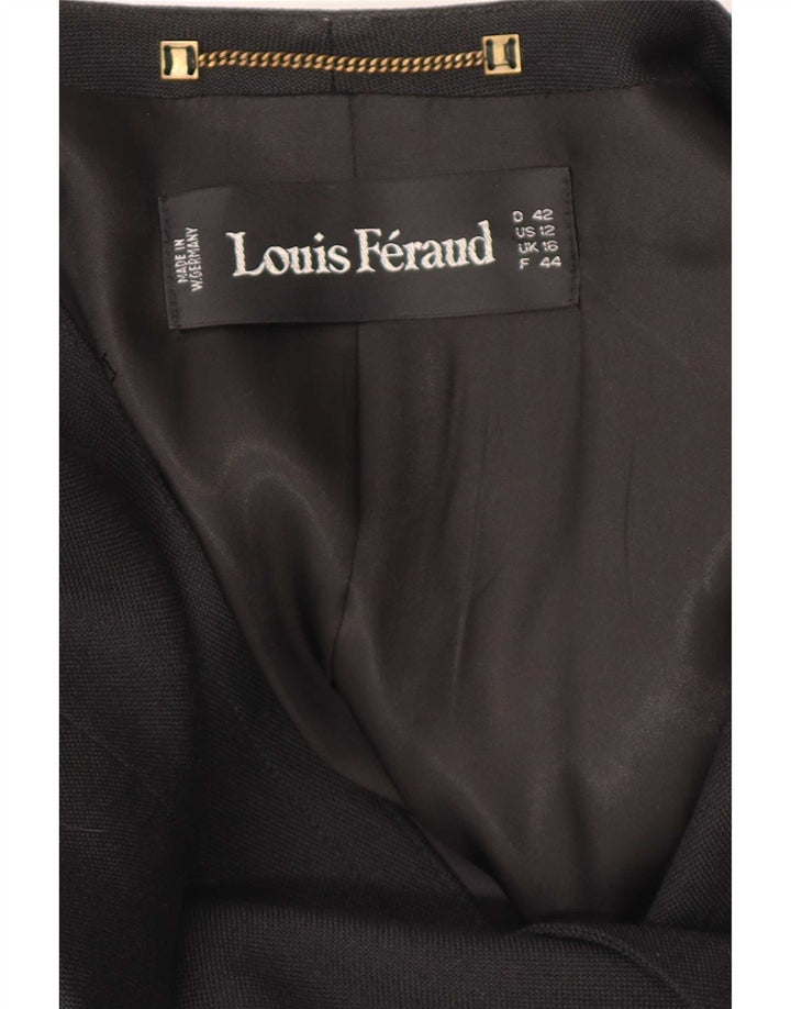 Louis Feraud Veste Blazer Double Boutonnage Femme UK 16 Large Viscose Noire