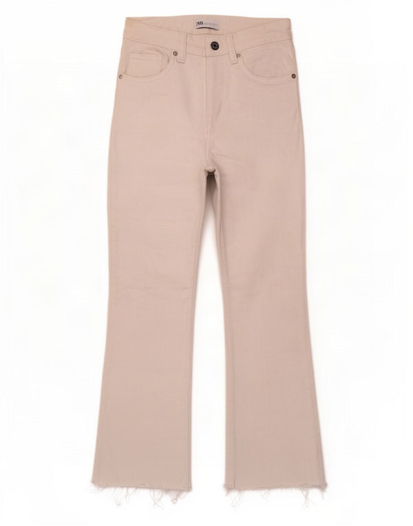 Zara Womens Crop Bootcut Jeans EU 38 Small W28 L26 White Cotton