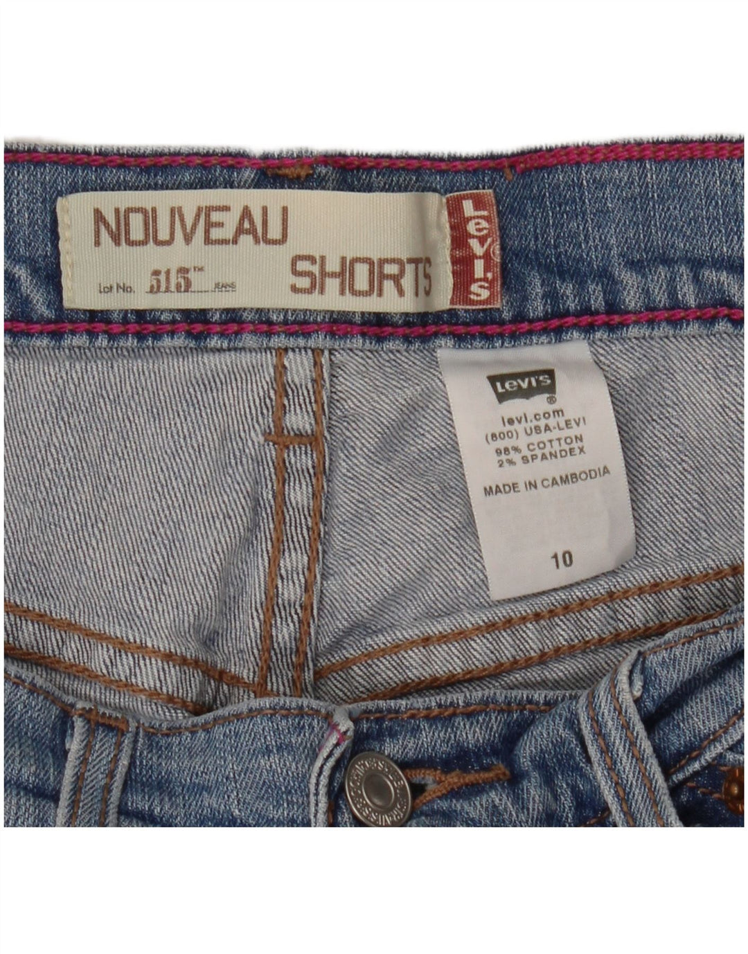 LEVI'S Short en jean taille haute 515 pour femme US 10 Large W30 Bleu Coton