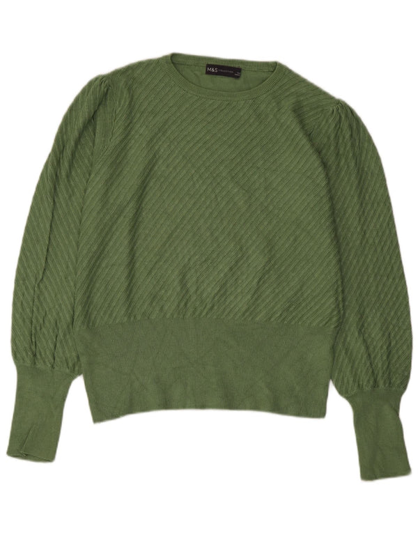 Marks & Spencer Pull court à col bateau pour femme UK 14 Vert moyen