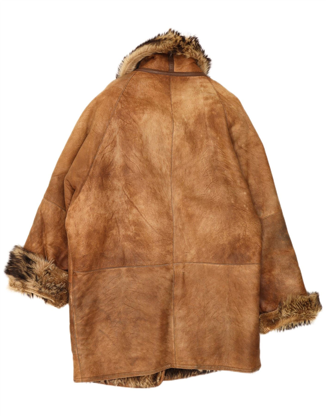 Mabrun Manteau surdimensionné en peau de mouton pour femme IT 44 en peau de mouton marron moyen