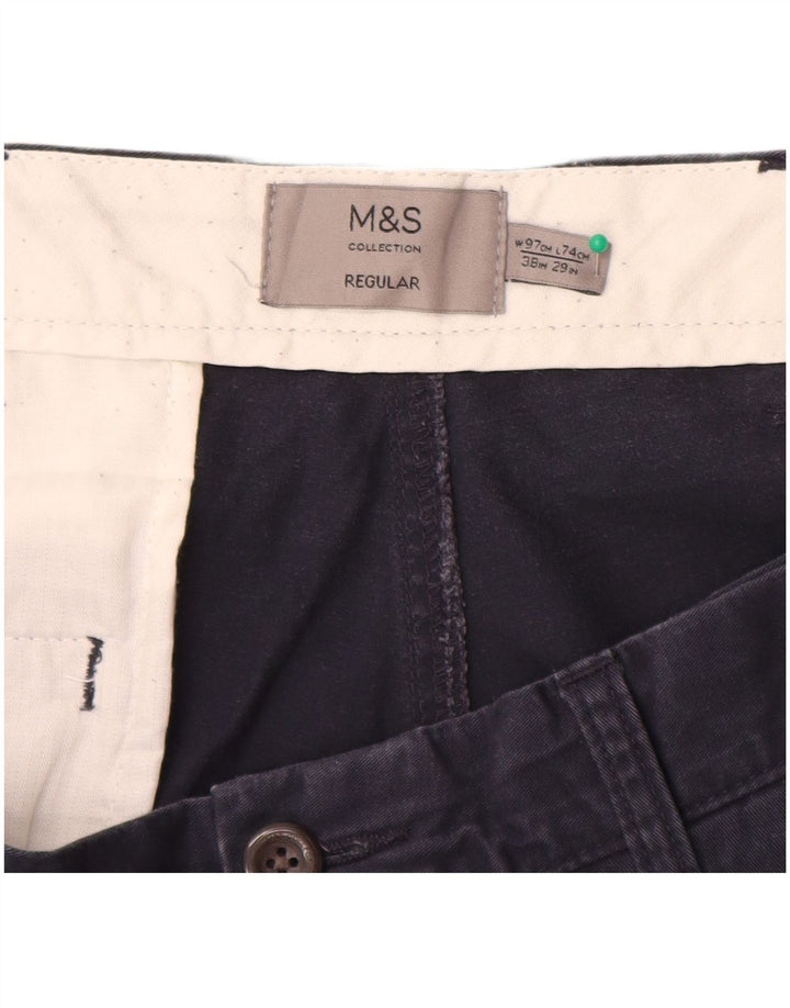 Marks & Spencer Pantalon Chino Droit Regular Homme W38 L29 Bleu Marine