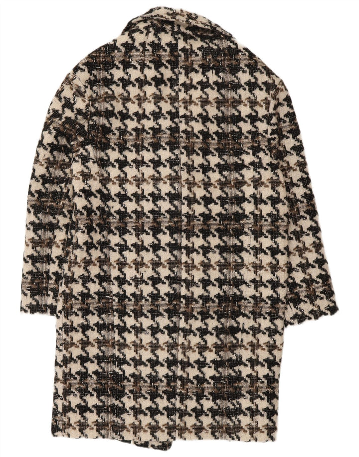 Mexx Manteau Femme UK 14 Grande Laine Pied-de-Poule Noir