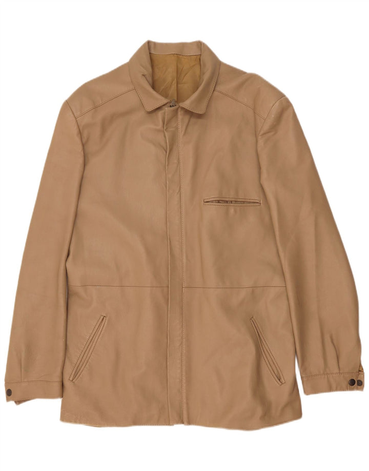 Veste en cuir homme vintage IT 50 Grand cuir beige