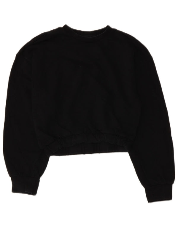 Zara Womens Crop Sweatshirt Jumper UK 10 Petit Coton Noir