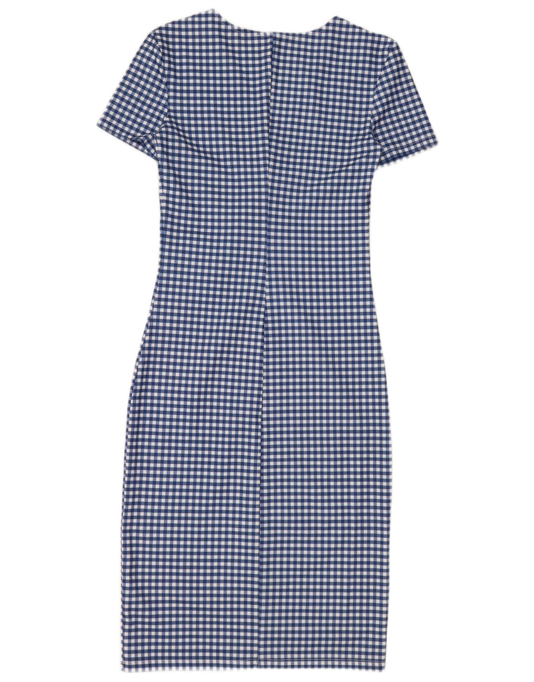 Zara Femme Robe Moulante UK 8 Petit Bleu Vichy Polyester