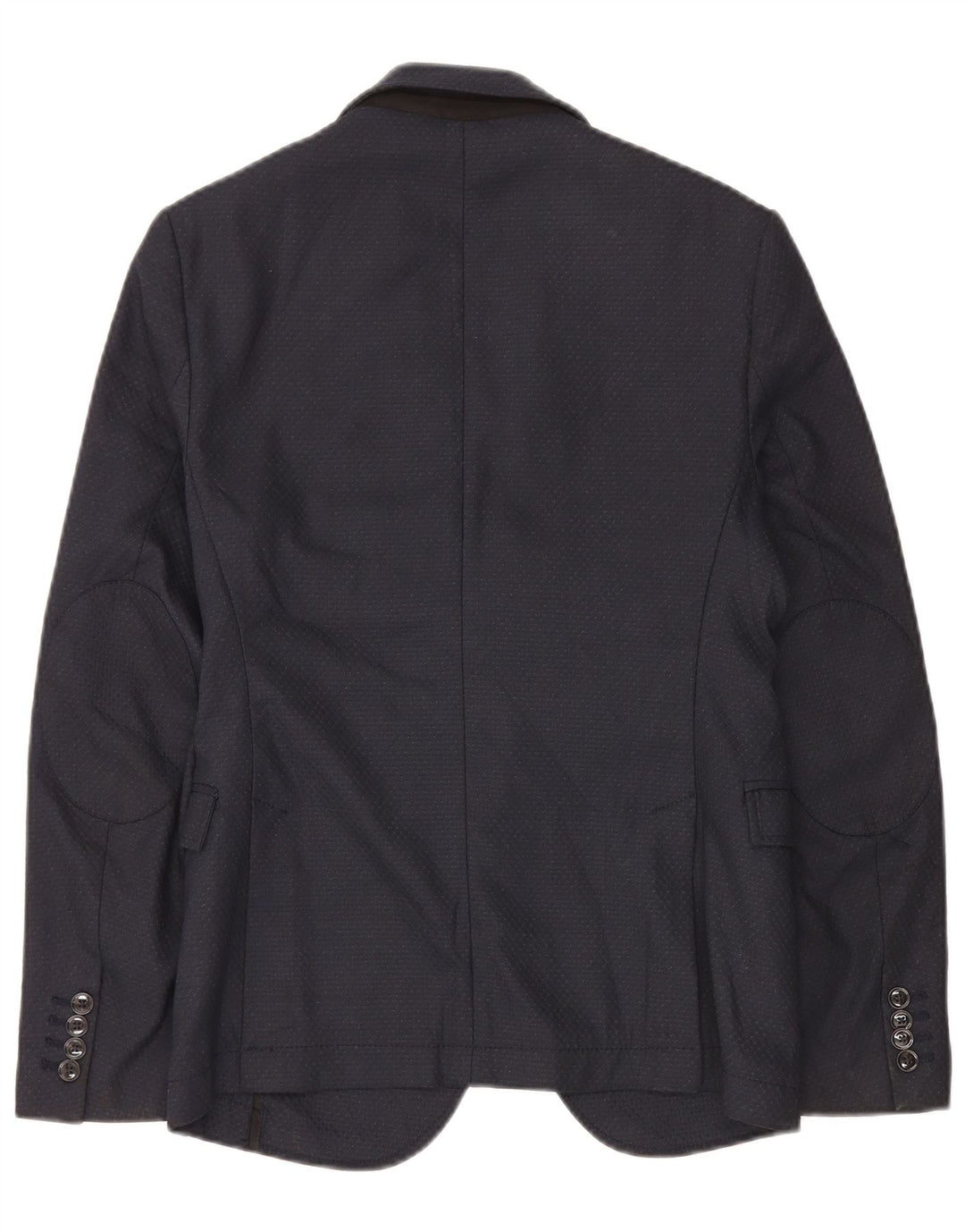 Zara Veste Blazer 2 Boutons Homme EU 46 Petit Polyester Géométrique Bleu Marine