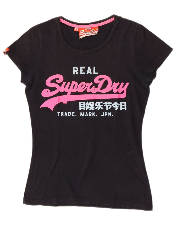 Superdry T-shirt graphique pour femme UK 6 XS Noir