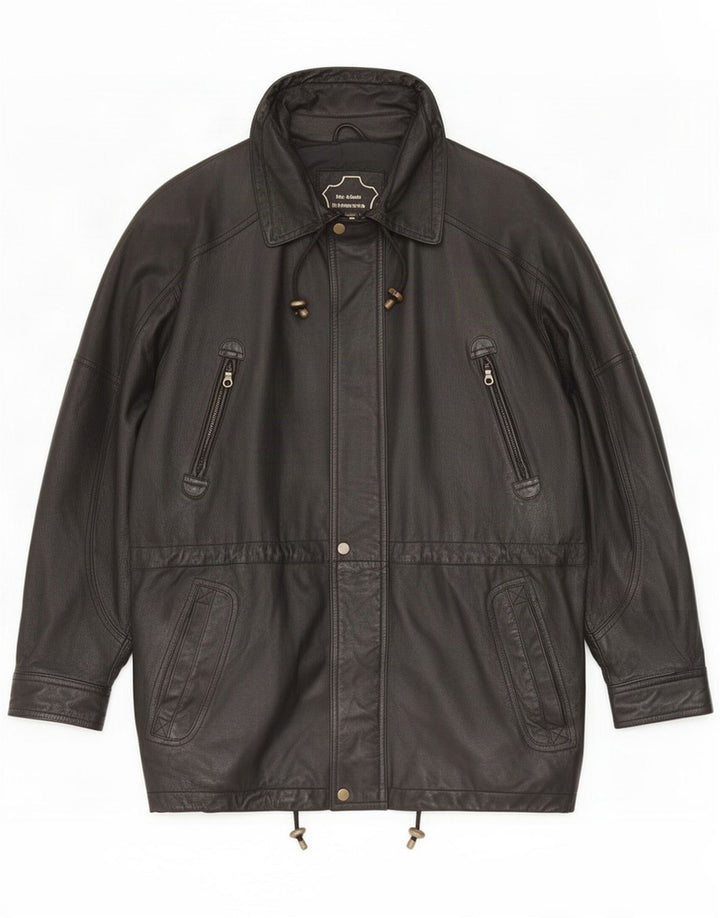 Spirit Manteau en cuir pour homme EU 46 Petit Noir Classique