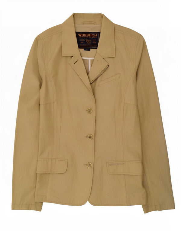 Woolrich Veste Blazer 3 Boutons Femme UK 16 Grand Kaki Coton