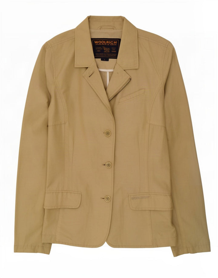 Woolrich Veste Blazer 3 Boutons Femme UK 16 Grand Kaki Coton