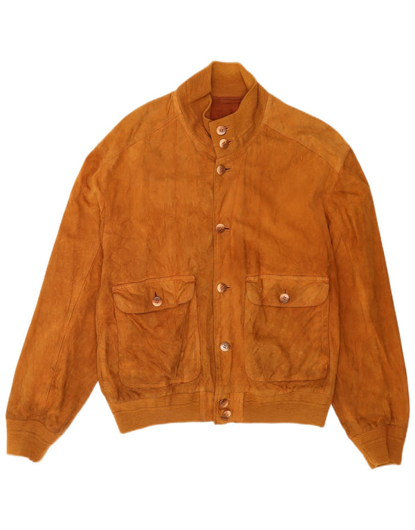 Veste Bomber En Daim Vintage Homme IT 52 XL Cuir Marron