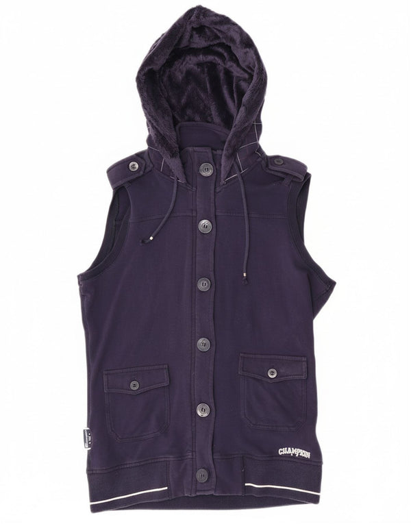 Champion Veste de survêtement à capuche pour femme UK 12 Medium Purple Check