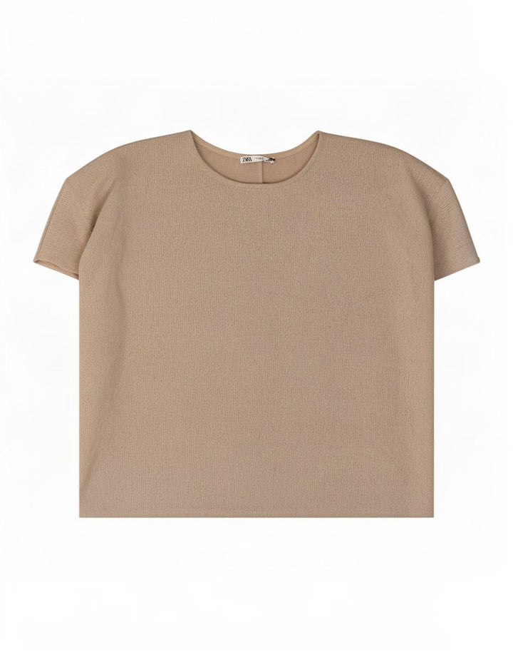 Zara Femme Chemisier Oversize Top UK 44 Gris Moyen Viscose