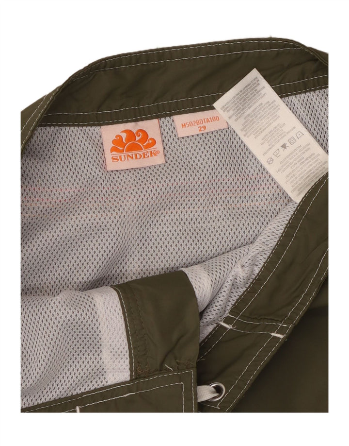 Sundek Short de bain homme petit nylon rayé kaki