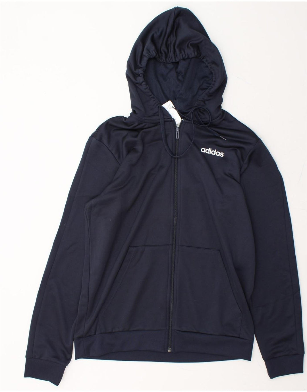 ADIDAS Mens Graphic Zip Hoodie Sweater Large Navy Blue Polyester Vintage Adidas and Second-Hand Adidas from Messina Hembry 