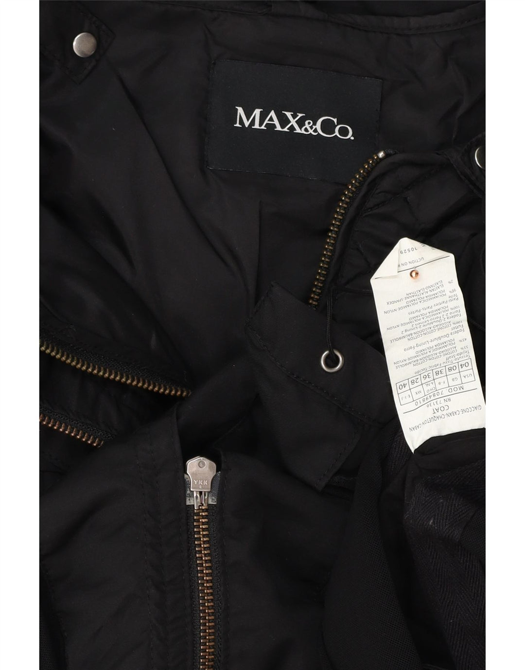 MAX & CO. Parka surdimensionnée à capuche pour femme UK 8 Small Noir Coton