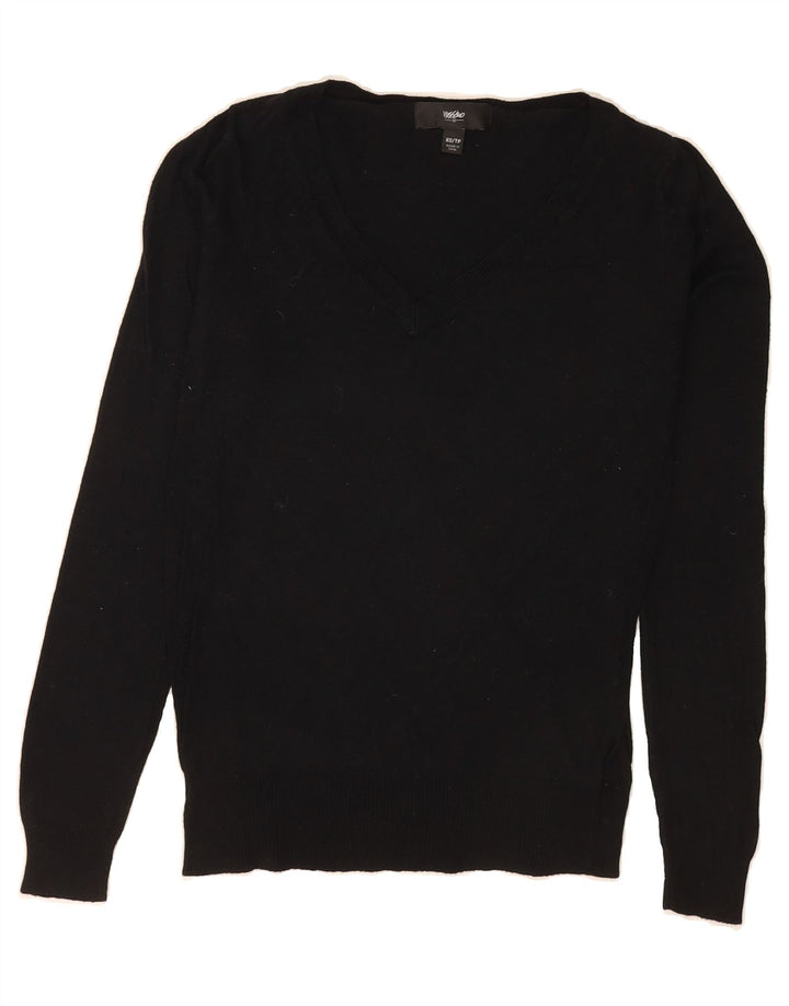 MOSSIMO Womens V-Neck Jumper Sweater UK 6 XS Black Nylon Vintage Mossimo and Second-Hand Mossimo from Messina Hembry 