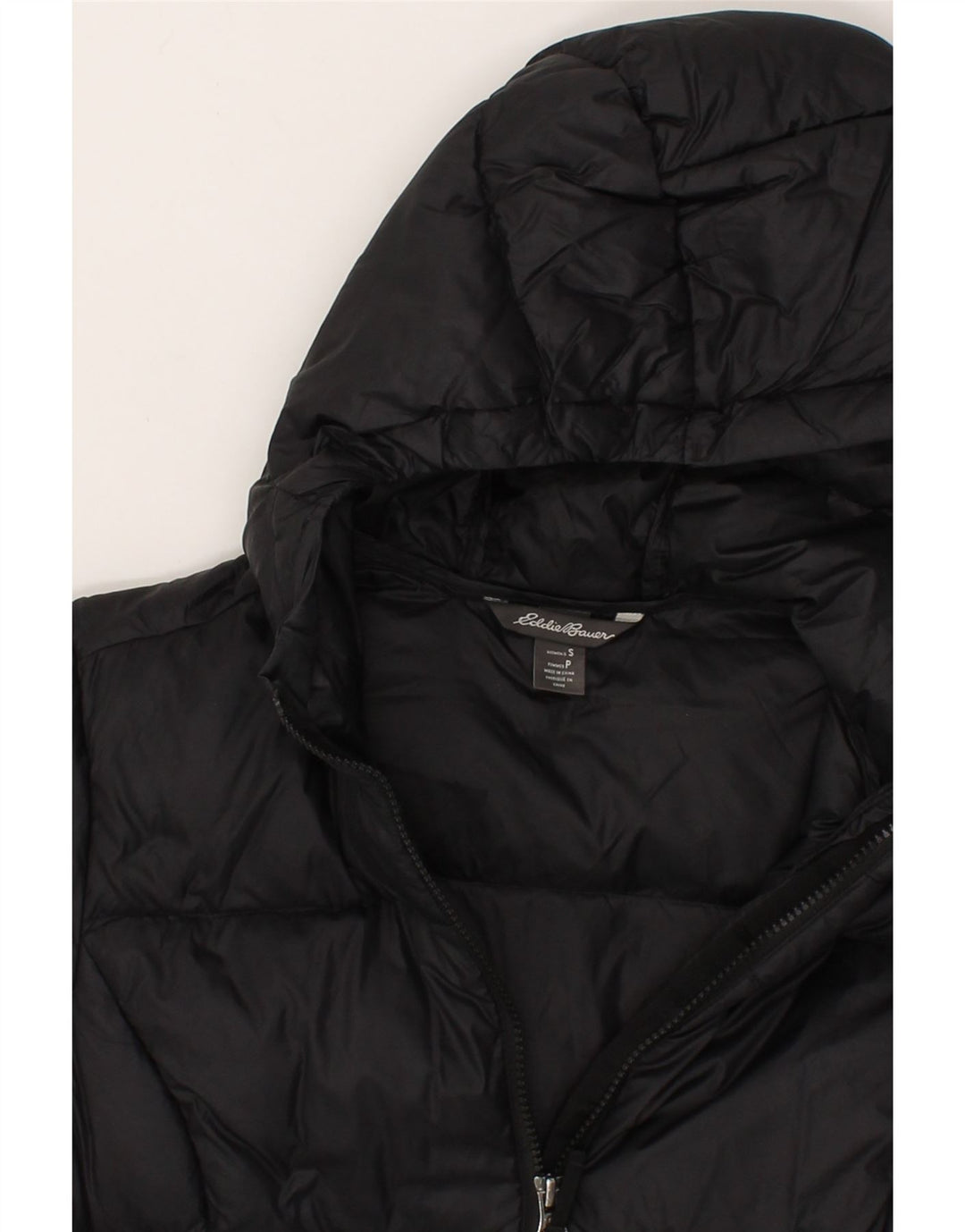 EDDIE BAUER Womens Hooded Padded Coat UK 10 Small Black Nylon Vintage Eddie Bauer and Second-Hand Eddie Bauer from Messina Hembry 