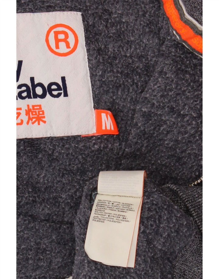 SUPERDRY Pull à capuche zippé pour homme en coton moucheté bleu marine moyen