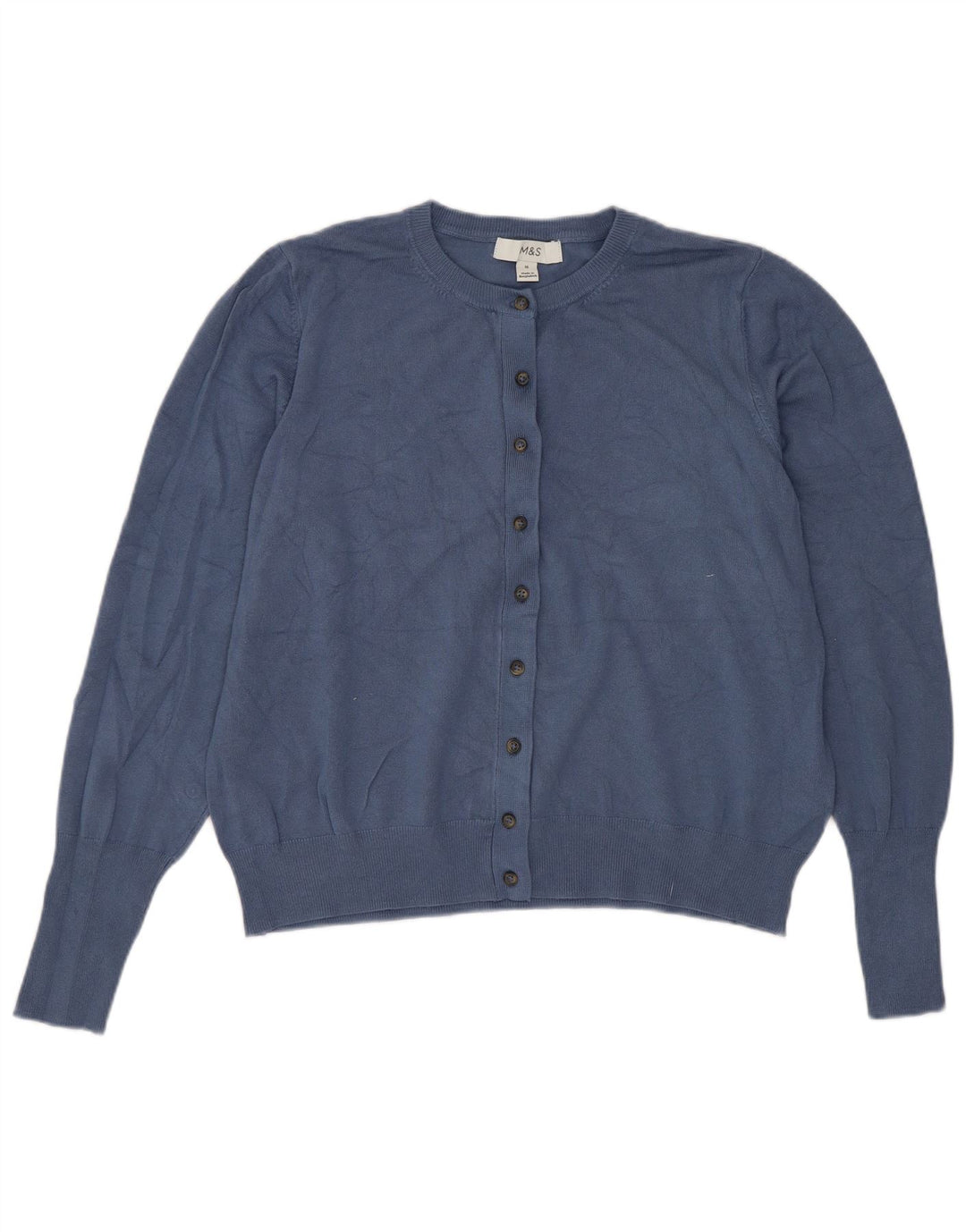 Marks & Spencer Pull cardigan court pour femme UK 16 Large Bleu Viscose