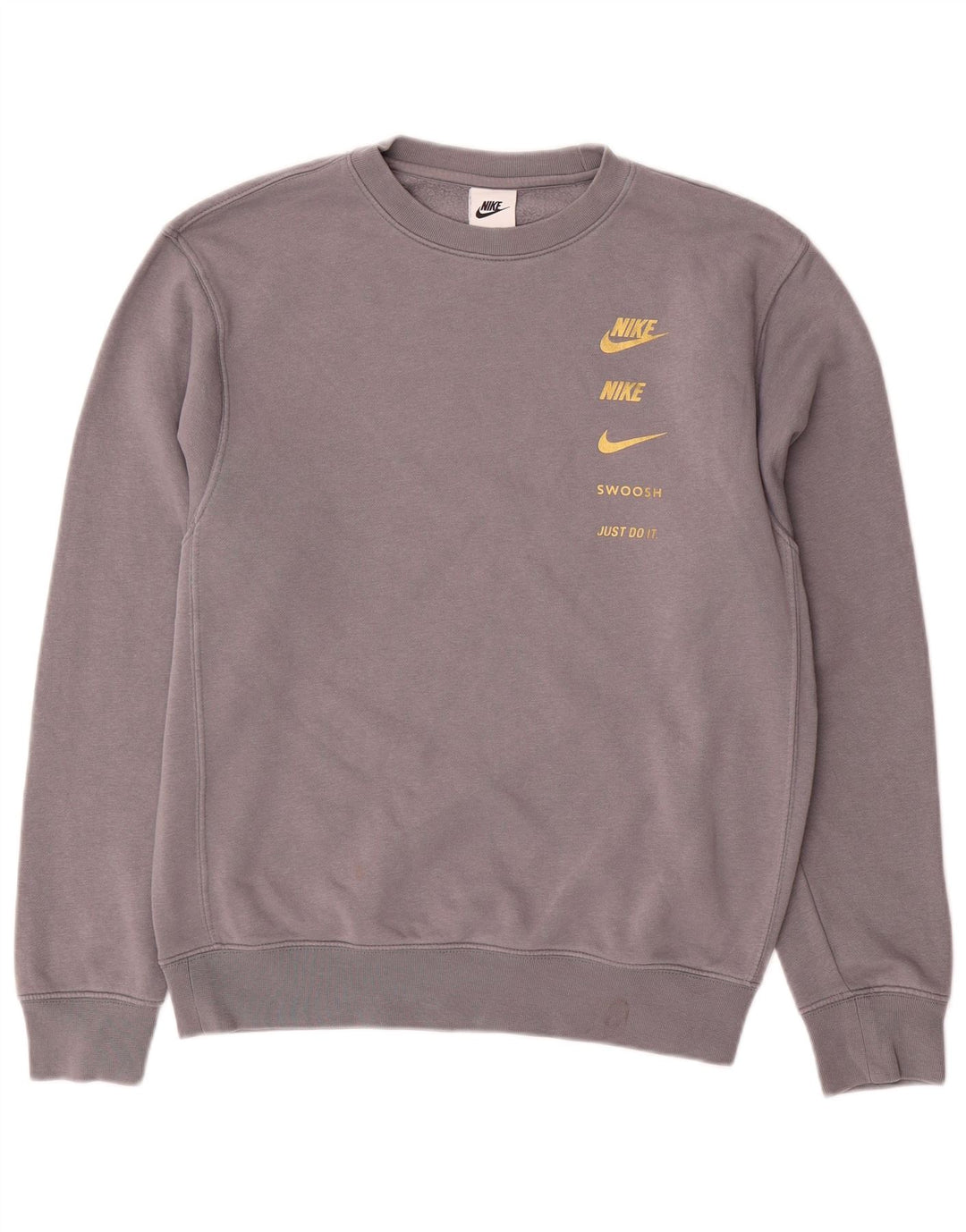 NIKE Homme Swoosh Graphic Sweatshirt Jumper XS Gris Coton