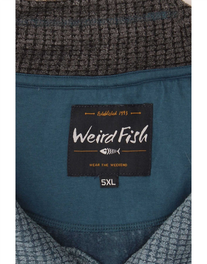 Weird Fish Sweat-shirt à col zippé pour homme Bleu 5XL