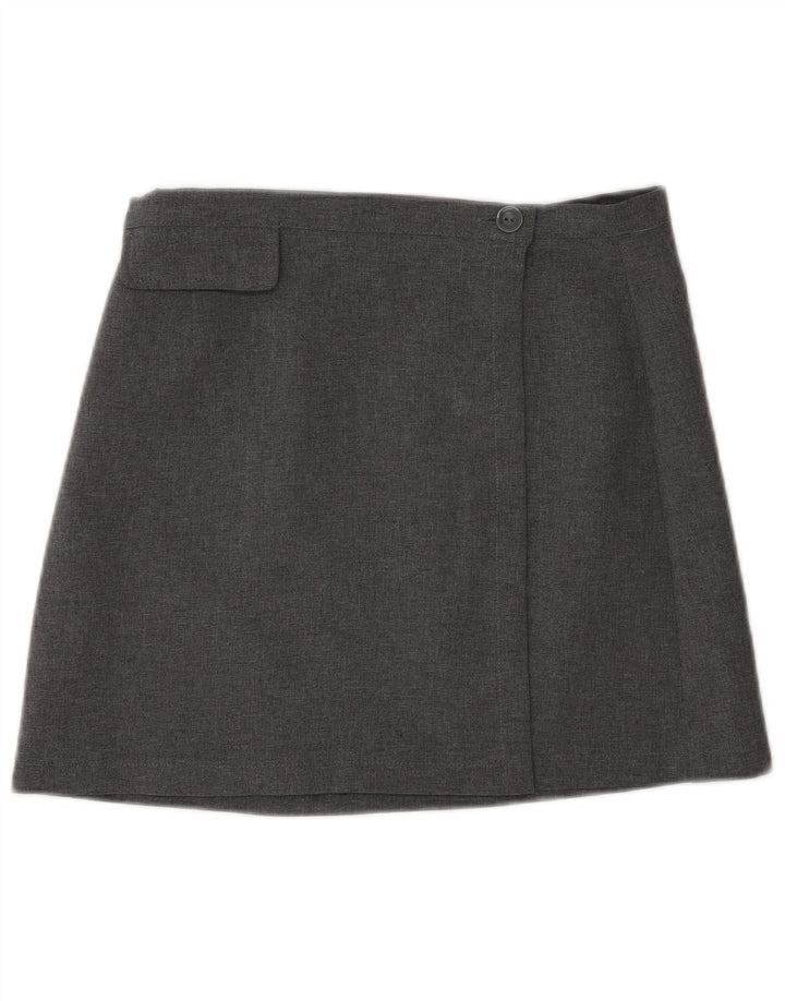Sisley Femme Mini Jupe Portefeuille Taille Haute IT 44 Moyen W26 Gris Polyester