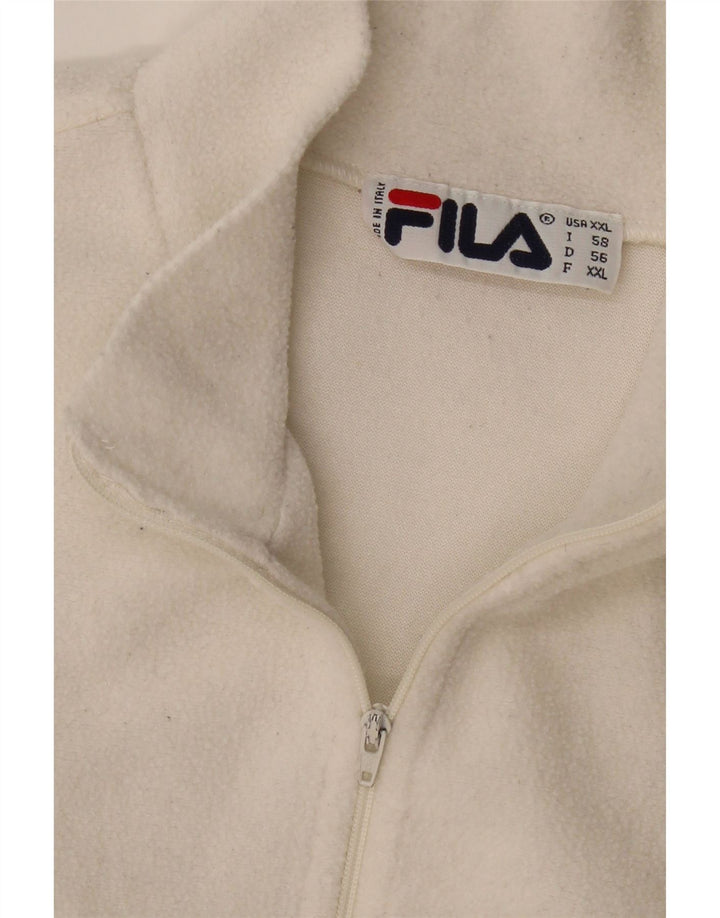 FILA Mens Zip Neck Fleece Jumper 2XL Off White