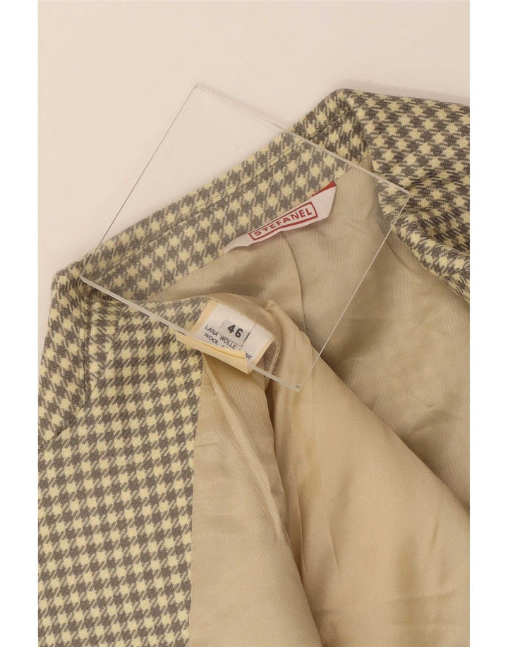 Stefanel Veste blazer à 3 boutons pour homme IT 46 Petit gris à carreaux en laine