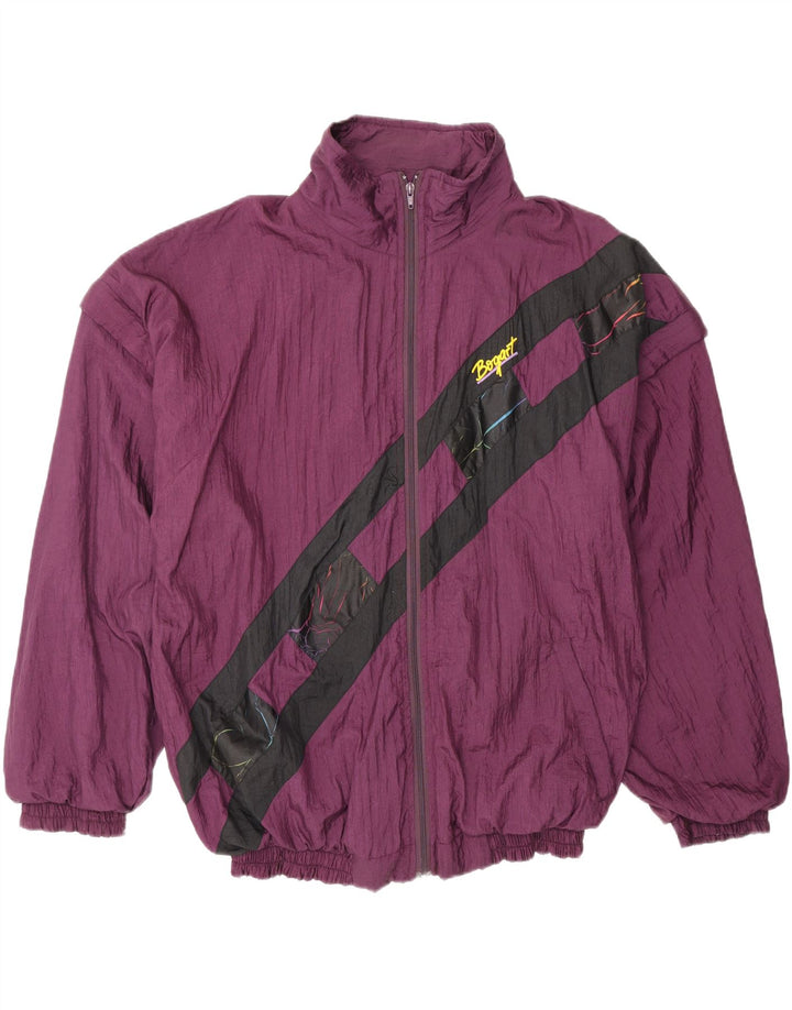 vintage Mens Survêtement Top Veste 2XL Maroon Colourblock Nylon