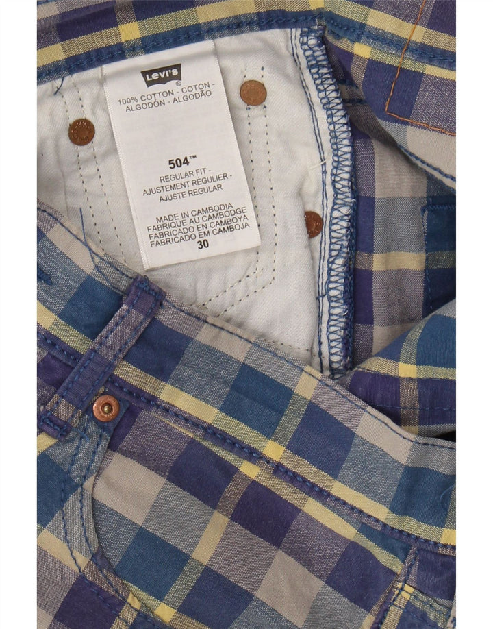 LEVI'S Mens 504 Regular Fit Casual Shorts W30 Medium  Blue Check Cotton Vintage Levi's and Second-Hand Levi's from Messina Hembry 