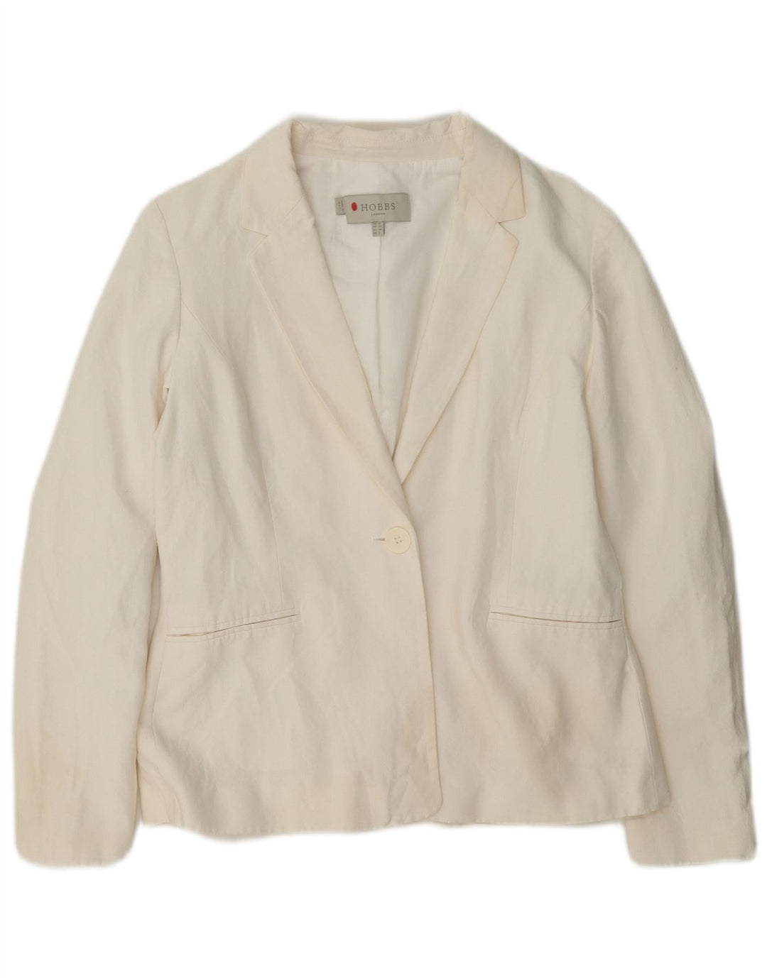 Hobbs Veste blazer 1 bouton pour femme UK 10 Petite soie blanche