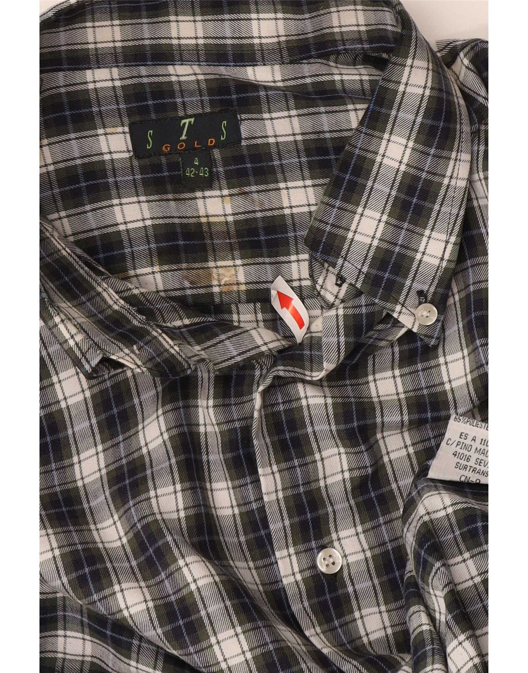 STS Chemise en flanelle pour homme Taille 42/43 Grand carreaux bleus Polyester