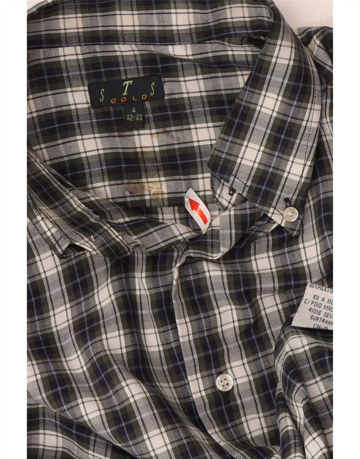 STS Chemise en flanelle pour homme Taille 42/43 Grand carreaux bleus Polyester