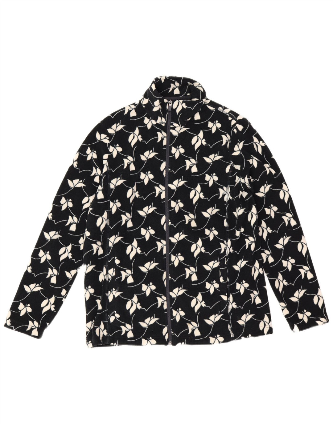 Lands End Veste polaire pour femme UK 14 Medium Bleu marine Floral Polyester