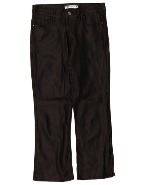 Zara Pantalon droit en simili cuir pour femme EU 38 Small W28 L26 Noir