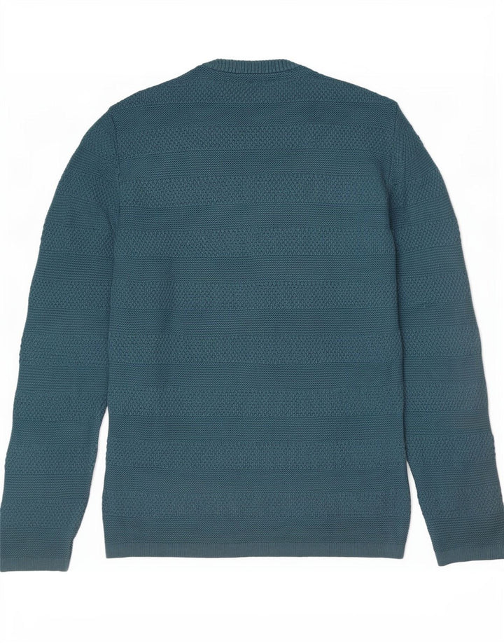 Zara Pull à col rond en coton rayé bleu moyen pour homme