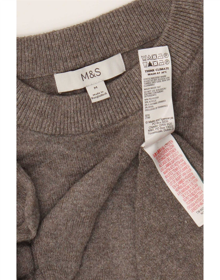 Marks & Spencer Pull à col rond pour femme UK 14 Gris moyen Polyester
