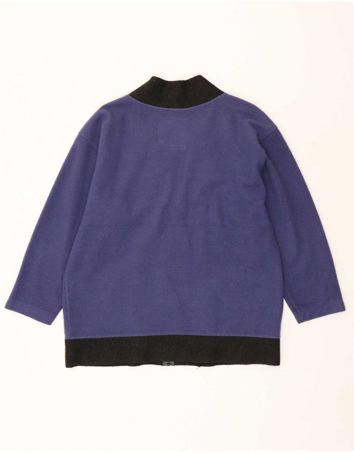 Benetton Hommes Coupe Ample Cardigan Pull Petit Bleu Colorblock Polyester
