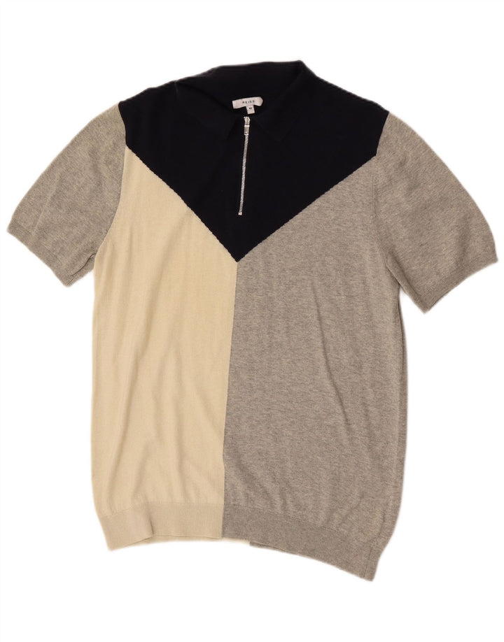 Reiss Pull col zippé pour femme UIK 14 Gris moyen Colourblock