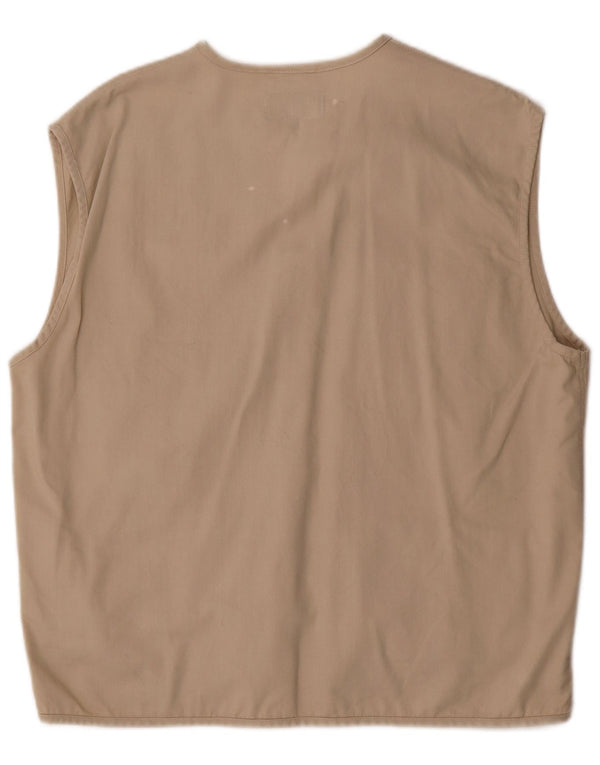 vintage Mens Utility Gilet UK 38 Coton Beige Moyen