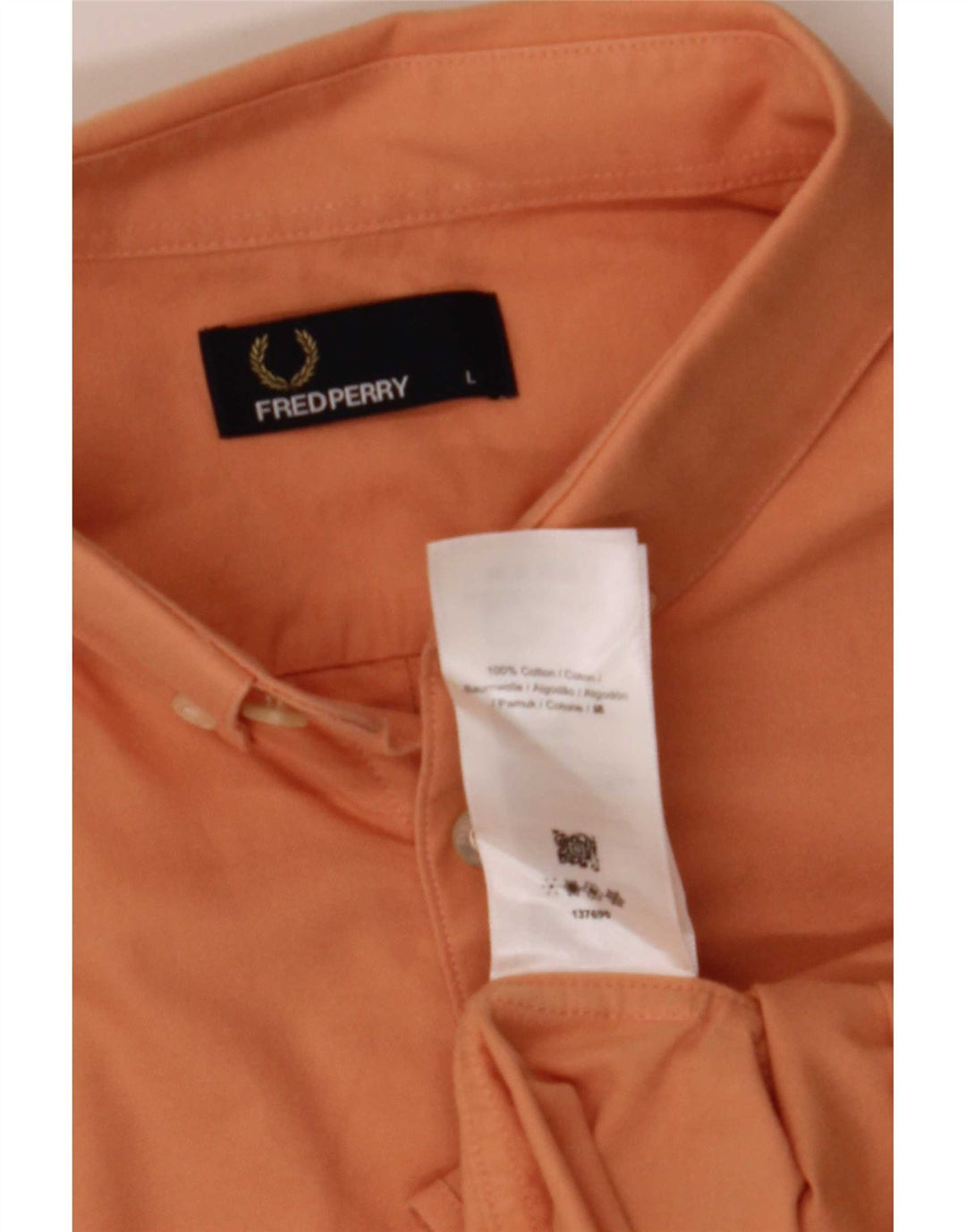 Fred Perry Chemise à manches courtes pour homme Large Orange Coton