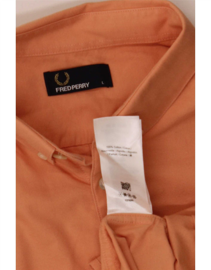 Fred Perry Chemise à manches courtes pour homme Large Orange Coton