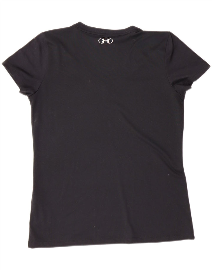 UNDER ARMOUR Womens Heat Gear T-Shirt Top UK 14 Medium Black Polyester