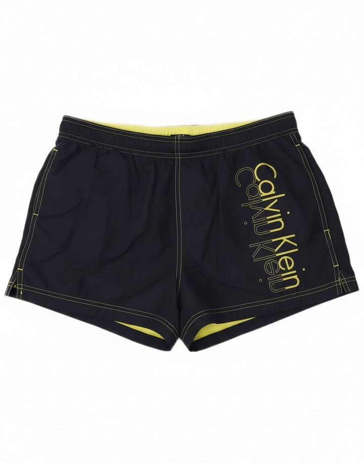 Calvin Klein Short de bain graphique pour hommes, grand, bleu marine, polyester