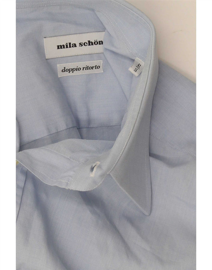 Mila Schon Chemise à manches courtes pour homme Taille 41 16 Large Bleu