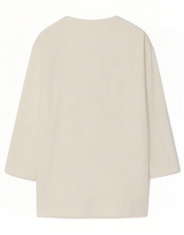 Zara Veste blazer surdimensionnée longue pour femme UK 6 XS Coton blanc